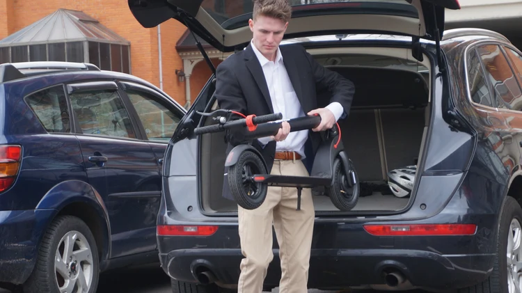 Folded SmartKick electric scooter